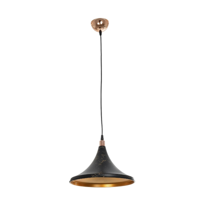 GLOBOSTAR® MARBLE 203-0099 Μοντέρνο Κρεμαστό Φωτιστικό Οροφής με Ντουί 1 x E27 AC 220-240V IP20 - Μαύρο & Χρυσό - Μ30 x Π30 x Υ20cm