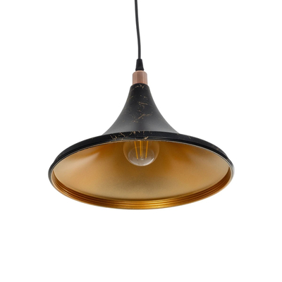 GLOBOSTAR® MARBLE 203-0099 Μοντέρνο Κρεμαστό Φωτιστικό Οροφής με Ντουί 1 x E27 AC 220-240V IP20 - Μαύρο & Χρυσό - Μ30 x Π30 x Υ20cm