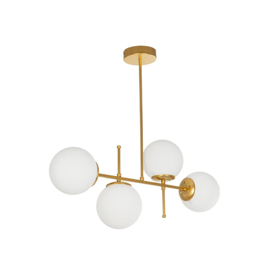 GLOBOSTAR® GLOBUS 203-0105 Μοντέρνο Φωτιστικό Οροφής με Ντουί 4 x E27 AC 220-240V IP20 - Λευκό & Χρυσό - Μ70 x Π15 x Υ34cm