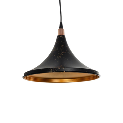 GLOBOSTAR® MARBLE 203-0099 Μοντέρνο Κρεμαστό Φωτιστικό Οροφής με Ντουί 1 x E27 AC 220-240V IP20 - Μαύρο & Χρυσό - Μ30 x Π30 x Υ20cm