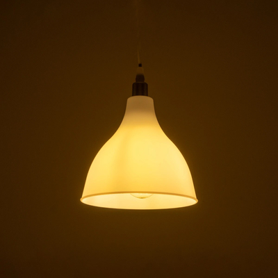 GLOBOSTAR® RADE 203-0126 Μοντέρνο Κρεμαστό Φωτιστικό Οροφής με Ντουί 1 x E27 AC 220-240V IP20 - Λευκό & Ασημί - Μ18.5 x Π18.5 x Υ23cm