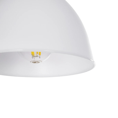 GLOBOSTAR® RADE 203-0126 Μοντέρνο Κρεμαστό Φωτιστικό Οροφής με Ντουί 1 x E27 AC 220-240V IP20 - Λευκό & Ασημί - Μ18.5 x Π18.5 x Υ23cm