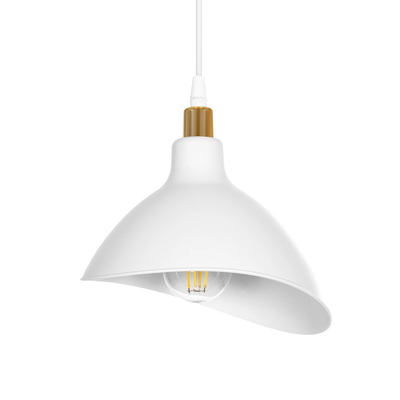 GLOBOSTAR® RIVE 203-0141 Μοντέρνο Κρεμαστό Φωτιστικό Οροφής με Ντουί 1 x E27 AC 220-240V IP20 - Λευκό & Χρυσό - Μ22 x Π20 x Υ22cm