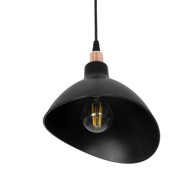 GLOBOSTAR® RIVE 203-0143 Μοντέρνο Κρεμαστό Φωτιστικό Οροφής με Ντουί 1 x E27 AC 220-240V IP20 - Μάυρο & Χαλκινο - Μ22 x Π20 x Υ22cm