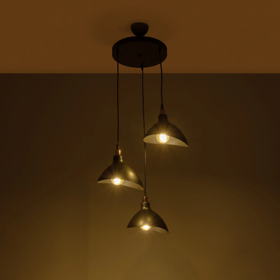 GLOBOSTAR® RIVE 203-0144 Μοντέρνο Κρεμαστό Φωτιστικό Οροφής με Ντουί 3 x E27 AC 220-240V IP20 - Μάυρο & Χάλκινο - Μ40 x Π40 x Υ65cm