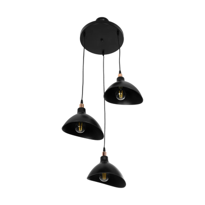 GLOBOSTAR® RIVE 203-0144 Μοντέρνο Κρεμαστό Φωτιστικό Οροφής με Ντουί 3 x E27 AC 220-240V IP20 - Μάυρο & Χάλκινο - Μ40 x Π40 x Υ65cm