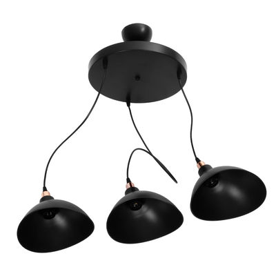 GLOBOSTAR® RIVE 203-0144 Μοντέρνο Κρεμαστό Φωτιστικό Οροφής με Ντουί 3 x E27 AC 220-240V IP20 - Μάυρο & Χάλκινο - Μ40 x Π40 x Υ65cm
