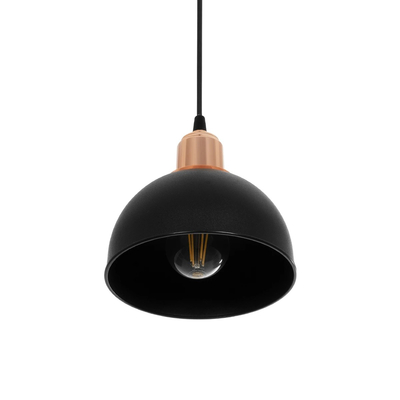 GLOBOSTAR® ΗUT 203-0145 Μοντέρνο Κρεμαστό Φωτιστικό Οροφής με Ντουί 1 x E27 AC 220-240V IP20 - Μάυρο & Χάλκινο - Μ18 x Π18 x Υ18cm