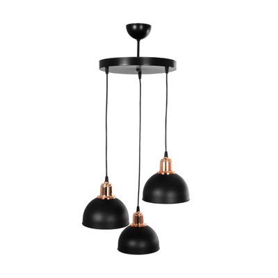GLOBOSTAR® ΗUT 203-0146 Μοντέρνο Κρεμαστό Φωτιστικό Οροφής με Ντουί 3 x E27 AC 220-240V IP20 - Μάυρο & Χάλκινο - Μ40 x Π40 x Υ40cm