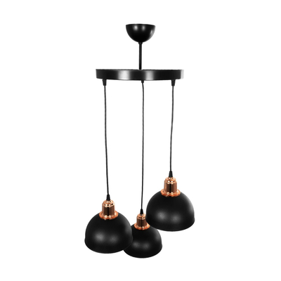 GLOBOSTAR® ΗUT 203-0146 Μοντέρνο Κρεμαστό Φωτιστικό Οροφής με Ντουί 3 x E27 AC 220-240V IP20 - Μάυρο & Χάλκινο - Μ40 x Π40 x Υ40cm