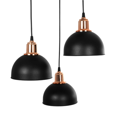 GLOBOSTAR® ΗUT 203-0146 Μοντέρνο Κρεμαστό Φωτιστικό Οροφής με Ντουί 3 x E27 AC 220-240V IP20 - Μάυρο & Χάλκινο - Μ40 x Π40 x Υ40cm