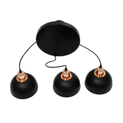 GLOBOSTAR® ΗUT 203-0146 Μοντέρνο Κρεμαστό Φωτιστικό Οροφής με Ντουί 3 x E27 AC 220-240V IP20 - Μάυρο & Χάλκινο - Μ40 x Π40 x Υ40cm