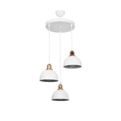 GLOBOSTAR® ΗUT 203-0148 Μοντέρνο Κρεμαστό Φωτιστικό Οροφής με Ντουί 3 x E27 AC 220-240V IP20 - Λευκό & Χρυσό - Μ40 x Π40 x Υ40cm