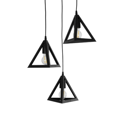 GLOBOSTAR® TRIANGLE 203-0160 Μοντέρνο Κρεμαστό Φωτιστικό Οροφής με Ντουί 3 x E27 AC 220-240V IP20 - Μάυρο - Μ67 x Π67 x Υ50cm