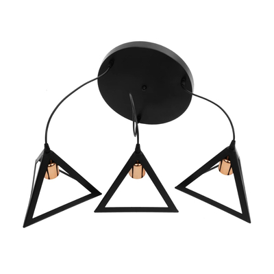 GLOBOSTAR® TRIANGLE 203-0162 Μοντέρνο Κρεμαστό Φωτιστικό Οροφής με Ντουί 3 x E27 AC 220-240V IP20 - Μάυρο & Χάλκινο - Μ67 x Π67 x Υ50cm