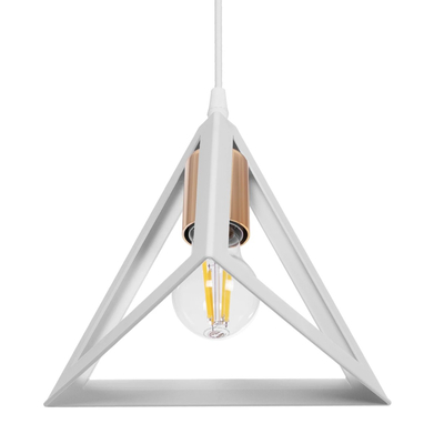 GLOBOSTAR® TRIANGLE 203-0165 Μοντέρνο Κρεμαστό Φωτιστικό Οροφής με Ντουί 1 x E27 AC 220-240V IP20 - Λευκό & Χάλκινο - Μ24 x Π24 x Υ22cm