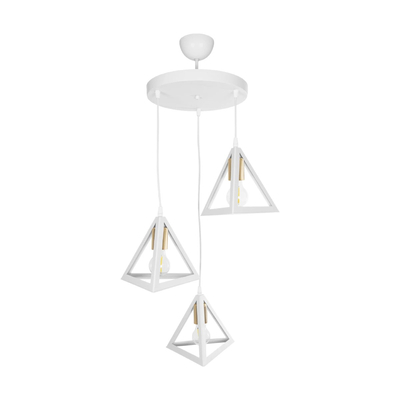 GLOBOSTAR® TRIANGLE 203-0166 Μοντέρνο Κρεμαστό Φωτιστικό Οροφής με Ντουί 3 x E27 AC 220-240V IP20 - Λευκό & Χρυσό - Μ67 x Π67 x Υ50cm