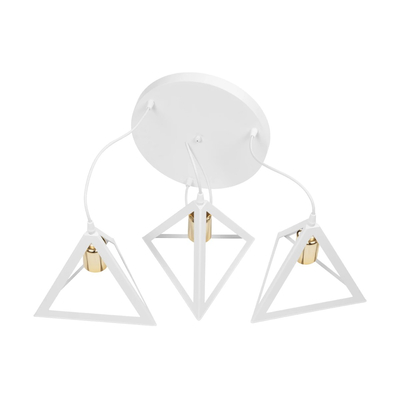 GLOBOSTAR® TRIANGLE 203-0166 Μοντέρνο Κρεμαστό Φωτιστικό Οροφής με Ντουί 3 x E27 AC 220-240V IP20 - Λευκό & Χρυσό - Μ67 x Π67 x Υ50cm