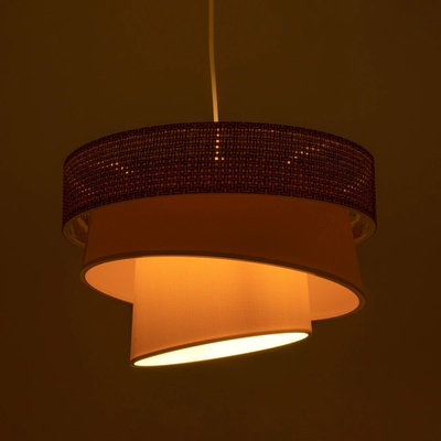 GLOBOSTAR® SIERA 203-0169 Μοντέρνο Κρεμαστό Φωτιστικό Οροφής με Ντουί 1 x E27 AC 220-240V IP20 - Καφέ & Μπεζ - Μ38 x Π38 x Υ26cm