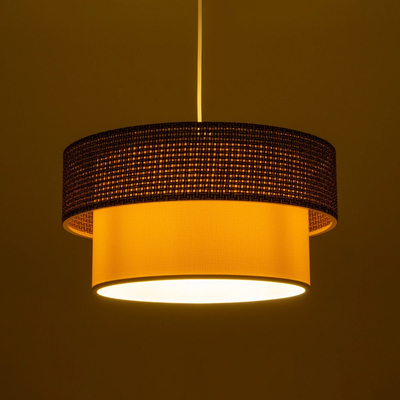 GLOBOSTAR® LIVA 203-0175 Μοντέρνο Κρεμαστό Φωτιστικό Οροφής με Ντουί 1 x E27 AC 220-240V IP20 - Καφέ & Μπεζ - Μ38 x Π38 x Υ30cm