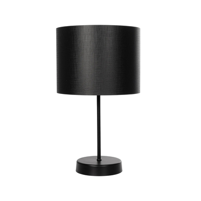 GloboStar® WIZ 203-0178 Μοντέρνο Επιτραπέζιο Φωτιστικό Πορτατίφ Μονόφωτο 1 x E27 IP20 Μαύρο Μέταλλο με Μαύρο Ύφασμα - Μ22 x Π22 x Υ36.5cm