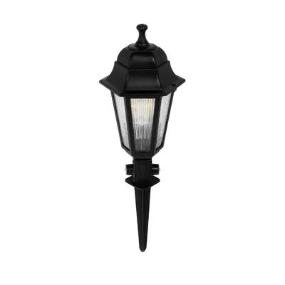 GloboStar® VITRO 203-0193 Vintage Καρφωτό Φωτιστικό Φαναράκι Μονόφωτο 1 x E27 IP44 Μαύρο & Διάφανο Πλαστικό - Μ17 x Π17 x Υ55cm