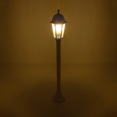 GloboStar® VITRO 203-0202 Vintage Επιδαπέδιο Φωτιστικό Κολωνάκι Κήπου  Μονόφωτο 1 x E27 IP44 Λευκό & Διάφανο Πλαστικό - Μ17 x Π17 x Υ100cm