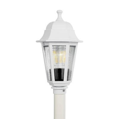 GloboStar® VITRO 203-0202 Vintage Επιδαπέδιο Φωτιστικό Κολωνάκι Κήπου  Μονόφωτο 1 x E27 IP44 Λευκό & Διάφανο Πλαστικό - Μ17 x Π17 x Υ100cm