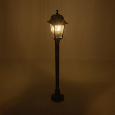 GloboStar® SOLME 203-0212 Vintage Επιδαπέδιο Φωτιστικό Κολωνάκι Κήπου Μονόφωτο 1 x E27 IP44 Μαύρο & Διάφανο Πλαστικό - Μ22 x Π22 x Υ100cm