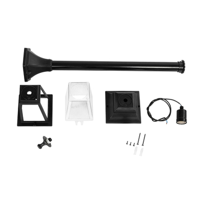 GloboStar® SOLME 203-0212 Vintage Επιδαπέδιο Φωτιστικό Κολωνάκι Κήπου Μονόφωτο 1 x E27 IP44 Μαύρο & Διάφανο Πλαστικό - Μ22 x Π22 x Υ100cm