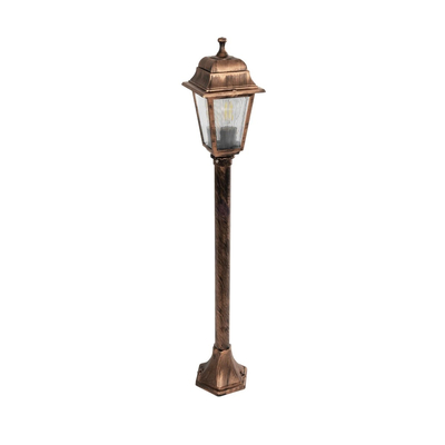 GloboStar® SOLME 203-0217 Vintage Επιδαπέδιο Φωτιστικό Κολωνάκι Κήπου Μονόφωτο 1 x E27 IP44 Χάλκινο & Διάφανο Πλαστικό - Μ22 x Π22 x Υ100cm