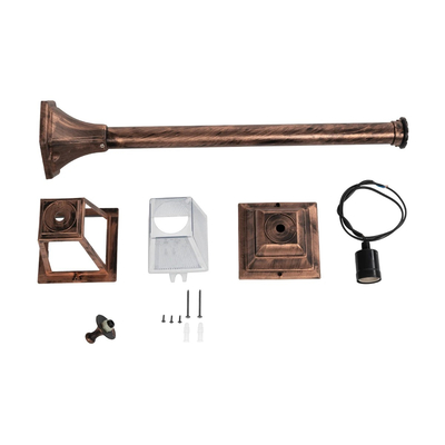 GloboStar® SOLME 203-0217 Vintage Επιδαπέδιο Φωτιστικό Κολωνάκι Κήπου Μονόφωτο 1 x E27 IP44 Χάλκινο & Διάφανο Πλαστικό - Μ22 x Π22 x Υ100cm