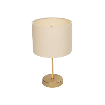 GloboStar® WIZ 203-0180 Μοντέρνο Επιτραπέζιο Φωτιστικό Πορτατίφ Μονόφωτο 1 x E27 IP20 Χρυσο Μέταλλο με Μπεζ Ύφασμα - Μ22 x Π22 x Υ36.5cm