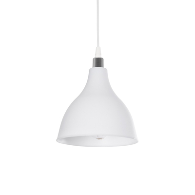 GLOBOSTAR® RADE 203-0126 Μοντέρνο Κρεμαστό Φωτιστικό Οροφής με Ντουί 1 x E27 AC 220-240V IP20 - Λευκό & Ασημί - Μ18.5 x Π18.5 x Υ23cm