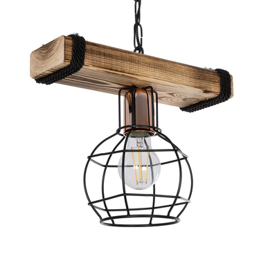 GLOBOSTAR® STARLO 201-0004 Vintage Κρεμαστό Φωτιστικό Οροφής με Ντουί 1 x E27 AC 220-240V IP20 - Μπεζ & Μαύρο - Μ30 x Π16 x Υ23cm