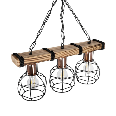 GLOBOSTAR® STARLO 201-0006 Vintage Κρεμαστό Φωτιστικό Οροφής με Ντουί 3 x E27 AC 220-240V IP20 - Μπεζ & Μαύρο - Μ50 x Π16 x Υ23cm