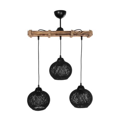 GLOBOSTAR® LUMA 201-0010 Vintage Κρεμαστό Φωτιστικό Οροφής με Ντουί 3 x E27 AC 220-240V IP20 - Μπεζ & Μαύρο - Μ55 x Π18 x Υ65cm