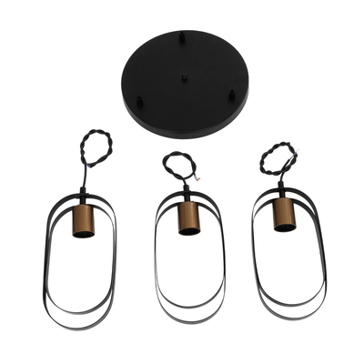 GLOBOSTAR® SPARKIO 201-0025 Vintage Κρεμαστό Φωτιστικό Οροφής με Ντουί 3 x E27 AC 220-240V IP20 - Μαύρο & Χάλκινο - Μ36 x Π36 x Υ62cm