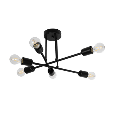 GLOBOSTAR® LAMIRA 201-0029 Μοντέρνο Φωτιστικό Οροφής με Ντουί 6 x E27 AC 220-240V IP20 - Μαύρο - Μ51 x Π51 x Υ7cm