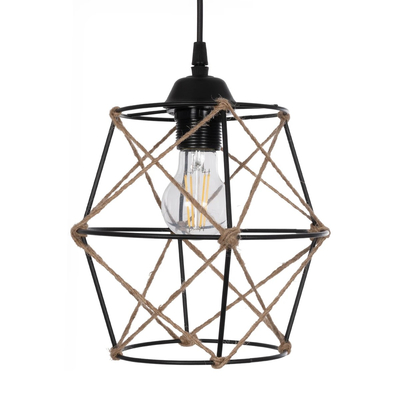 GLOBOSTAR® RAYLO 201-0048 Vintage Κρεμαστό Φωτιστικό Οροφής με Ντουί 3 x E27 AC 220-240V IP20 - Μαύρο & Μπεζ - Μ44 x Π44 x Υ73cm