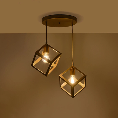 GLOBOSTAR® DISE 201-0056 Μοντέρνο Κρεμαστό Φωτιστικό Οροφής με Ντουί 2 x E27 AC 220-240V IP20 - Χρυσό - Μ50 x Π30 x Υ50cm