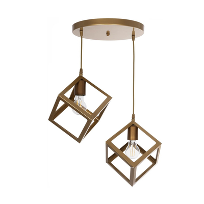 GLOBOSTAR® DISE 201-0056 Μοντέρνο Κρεμαστό Φωτιστικό Οροφής με Ντουί 2 x E27 AC 220-240V IP20 - Χρυσό - Μ50 x Π30 x Υ50cm