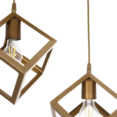 GLOBOSTAR® DISE 201-0056 Μοντέρνο Κρεμαστό Φωτιστικό Οροφής με Ντουί 2 x E27 AC 220-240V IP20 - Χρυσό - Μ50 x Π30 x Υ50cm