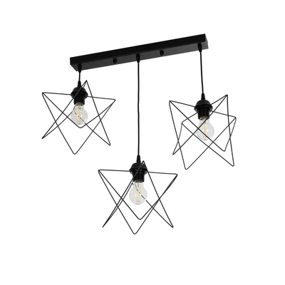 GLOBOSTAR® GLIND 201-0092 Vintage Κρεμαστό Φωτιστικό Οροφής με Ντουί 3 x E27 AC 220-240V IP20 - Μαύρο - Μ67 x Π24 x Υ55cm