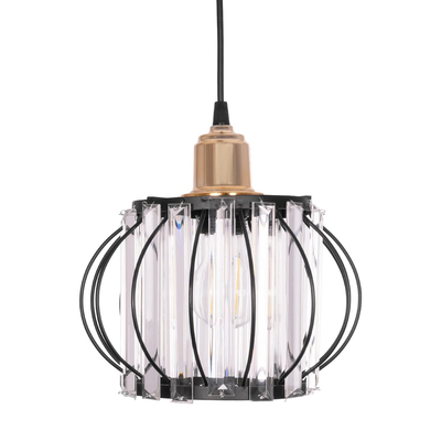 GLOBOSTAR® LUCERO 201-0078 Vintage Κρεμαστό Φωτιστικό Οροφής με Ντουί 1 x E27 AC 220-240V IP20 - Μαύρο & Διάφανο - Μ24 x Π24 x Υ24cm