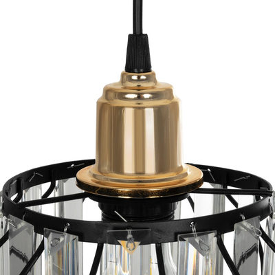 GLOBOSTAR® LUCERO 201-0078 Vintage Κρεμαστό Φωτιστικό Οροφής με Ντουί 1 x E27 AC 220-240V IP20 - Μαύρο & Διάφανο - Μ24 x Π24 x Υ24cm