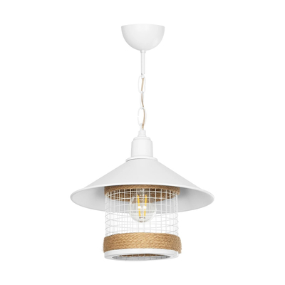 GLOBOSTAR® GLORA 201-0089 Vintage Κρεμαστό Φωτιστικό Οροφής με Ντουί 1 x E27 AC 220-240V IP20 - Λευκο & Μπεζ - Μ30 x Π30 x Υ29cm