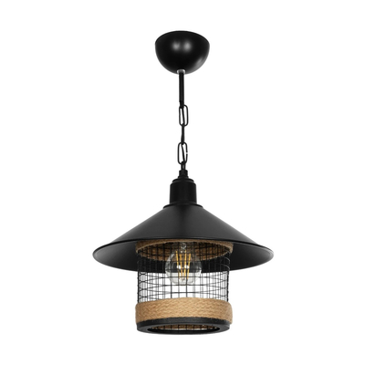 GLOBOSTAR® GLORA 201-0090 Vintage Κρεμαστό Φωτιστικό Οροφής με Ντουί 1 x E27 AC 220-240V IP20 - Μαύρο & Μπεζ - Μ30 x Π30 x Υ29cm