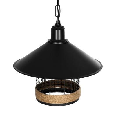 GLOBOSTAR® GLORA 201-0090 Vintage Κρεμαστό Φωτιστικό Οροφής με Ντουί 1 x E27 AC 220-240V IP20 - Μαύρο & Μπεζ - Μ30 x Π30 x Υ29cm