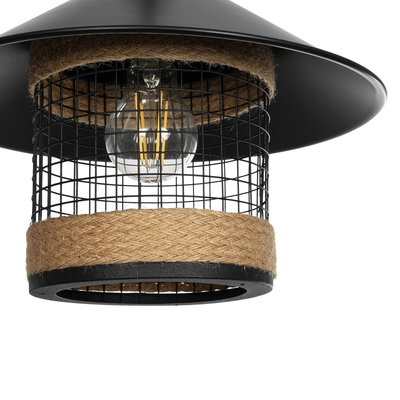 GLOBOSTAR® GLORA 201-0090 Vintage Κρεμαστό Φωτιστικό Οροφής με Ντουί 1 x E27 AC 220-240V IP20 - Μαύρο & Μπεζ - Μ30 x Π30 x Υ29cm